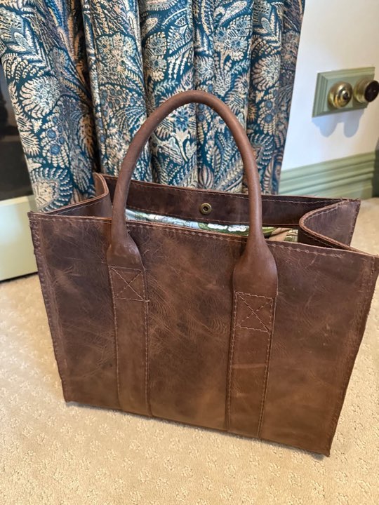 A finished duffle bag made by a member